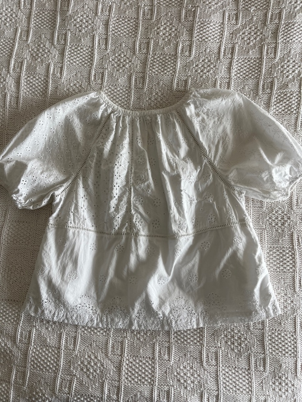 Faherty Carmel Eyelet Organic Cotton Top In White Sz M - Picture 9 of 10